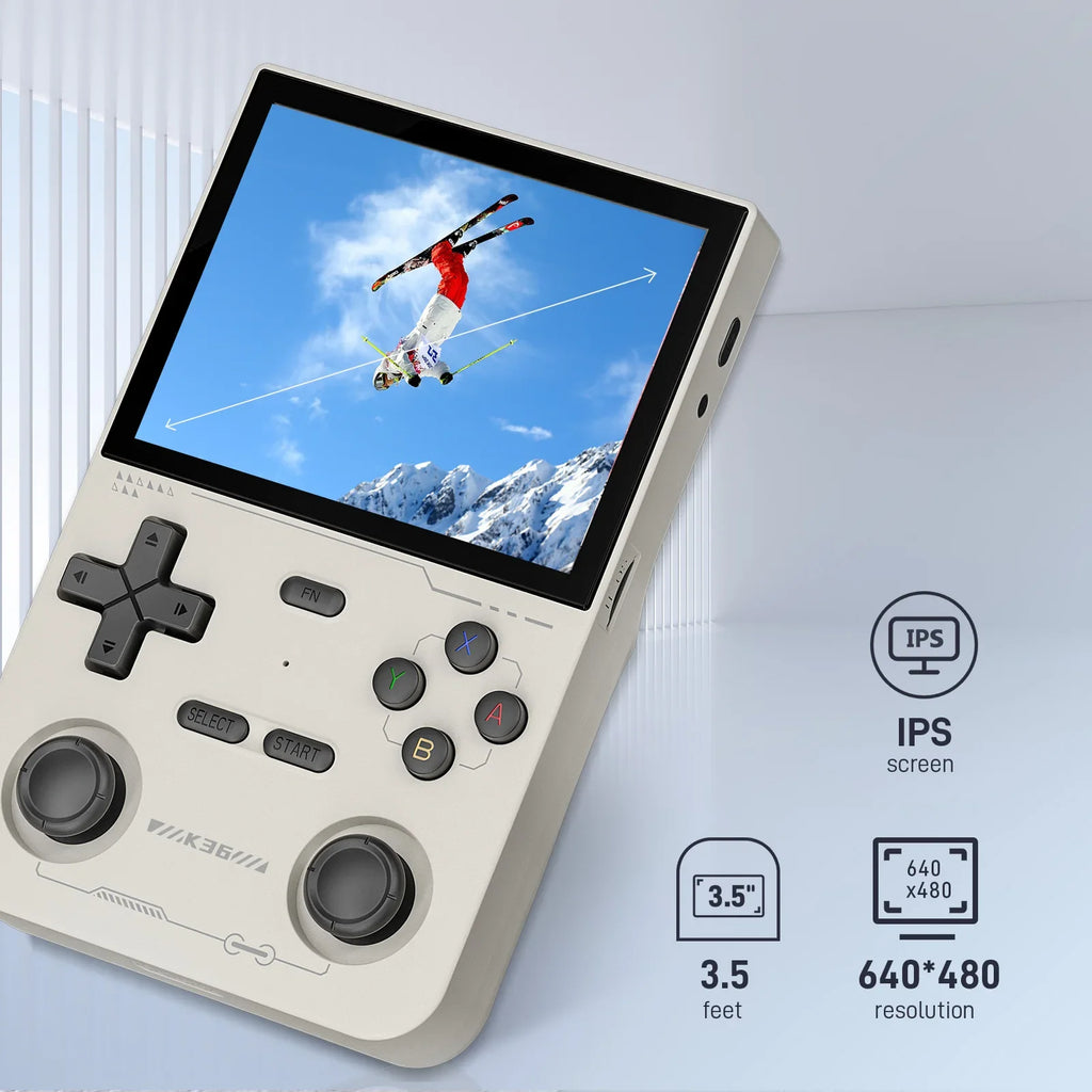 GAMINJA Open Source K36 Retro Handheld Video Game Console 16000 Games Emulator for PS1/PSP/DC/N64/SS 500nit 3.5 Inch IPS Screen